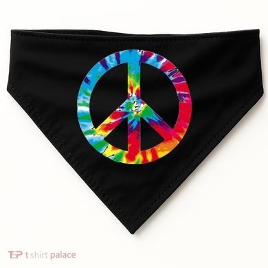 Tie Dye World Peace Sign USA-Made Doggie Bandana