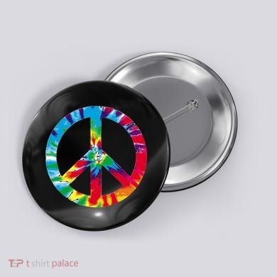 Tie Dye World Peace Sign Button