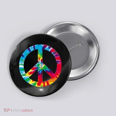 Tie Dye World Peace Sign Button