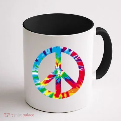 Tie Dye World Peace Sign Coffee Mug back
