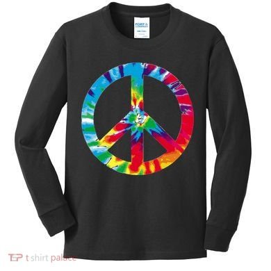 Tie Dye World Peace Sign Kids Long Sleeve Shirt