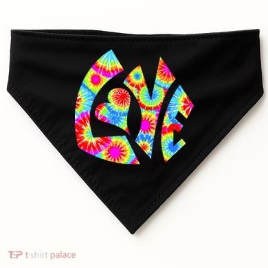 Tie Dyed Love Sign Logo USA-Made Doggie Bandana
