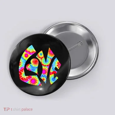 Tie Dyed Love Sign Logo Button