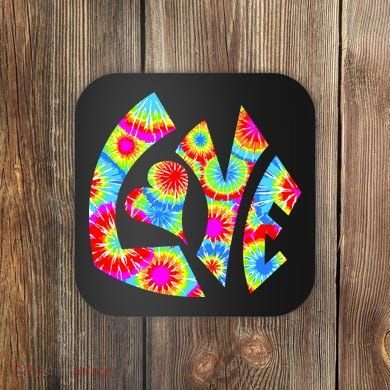 Tie Dyed Love Sign Logo Coaster