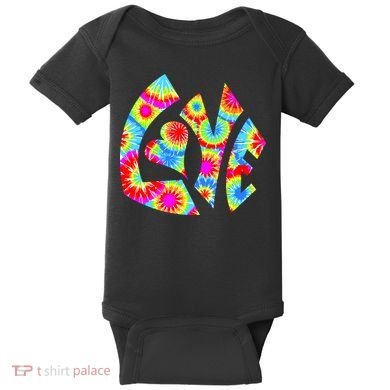 Tie Dyed Love Sign Logo Baby Bodysuit