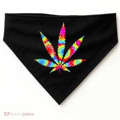 Tie Dyed Weed Symbol USA-Made Doggie Bandana