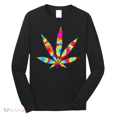 Tie Dyed Weed Symbol Long Sleeve Shirt