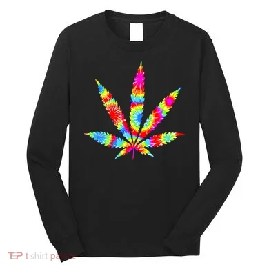 Tie Dyed Weed Symbol Long Sleeve Shirt