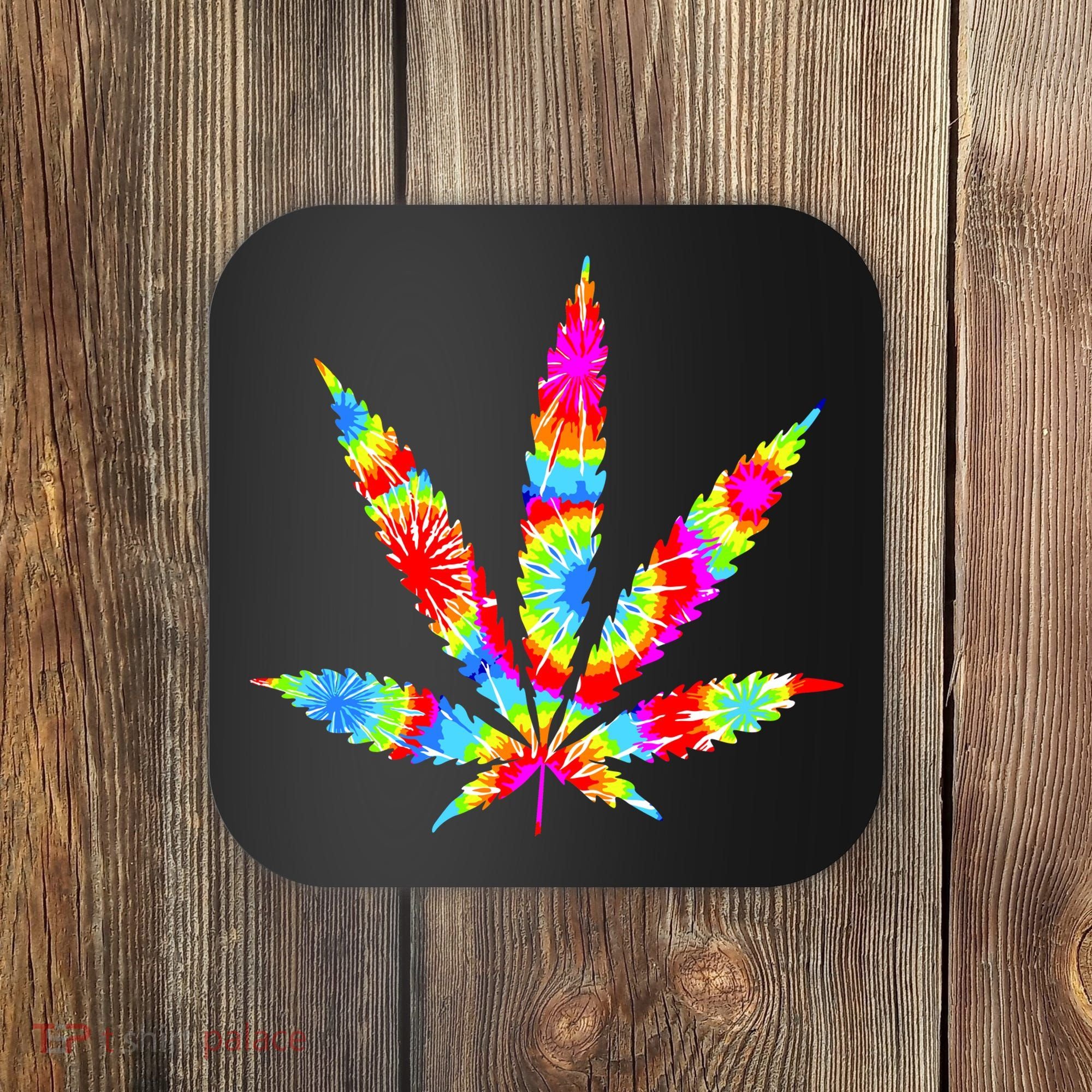 Tie Dyed Weed Symbol Coaster