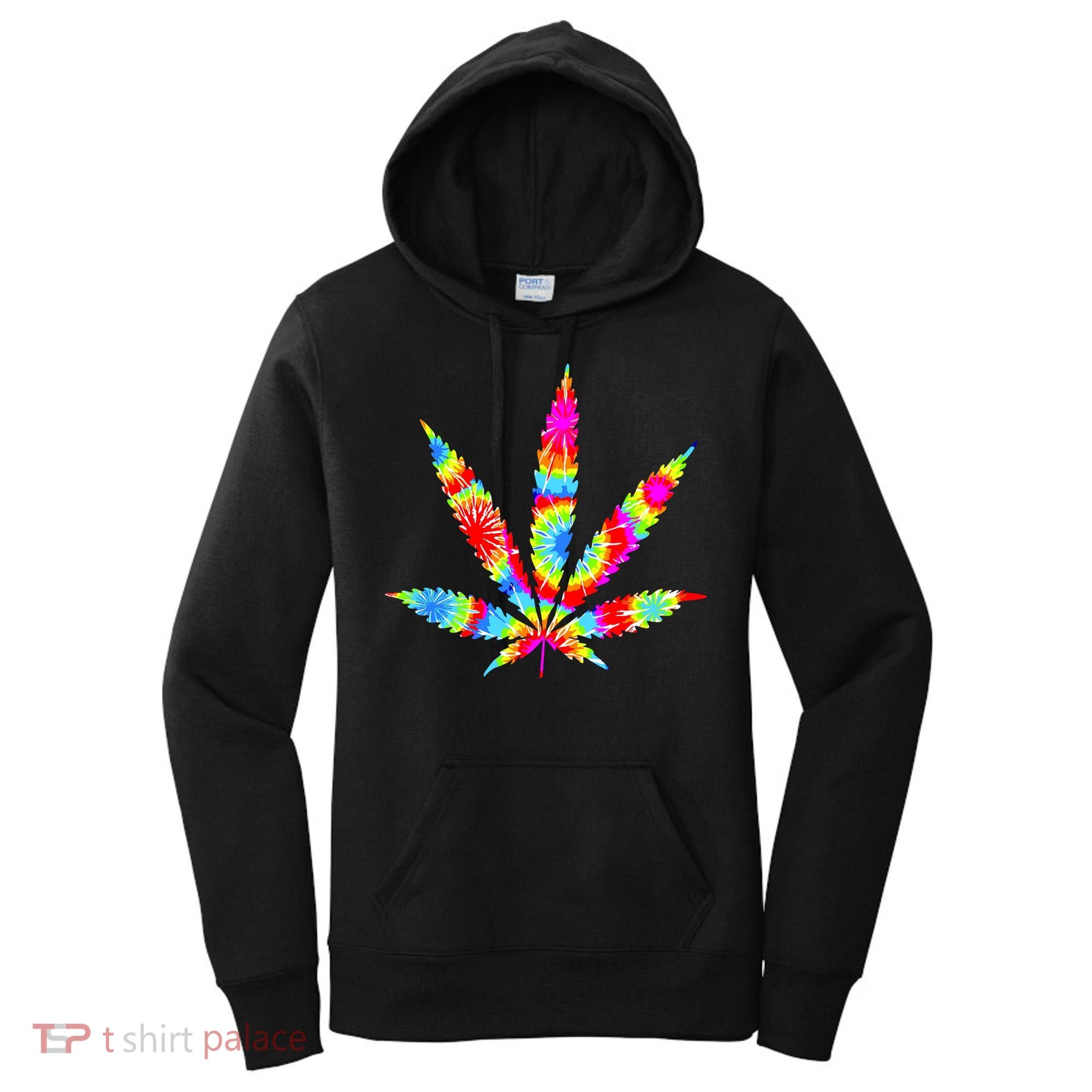 Tie Dyed Weed Symbol Women's Hoodie