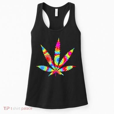 Tie Dyed Weed Symbol Women's Tank Top