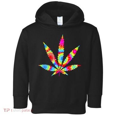 Tie Dyed Weed Symbol Toddler Hoodie