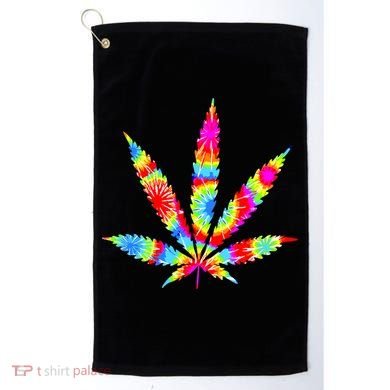 Tie Dyed Weed Symbol Golf Towel