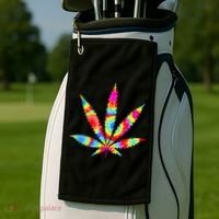 Tie Dyed Weed Symbol Golf Towel thumb 2