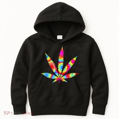 Tie Dyed Weed Symbol Kids Hoodie