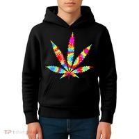 Tie Dyed Weed Symbol Kids Hoodie thumb 4