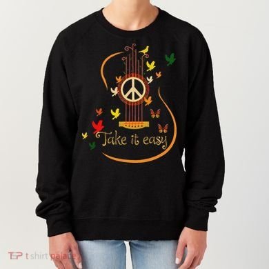 Take It Easy Guitar Peace Sign Hippie Design Women's Sweatshirt