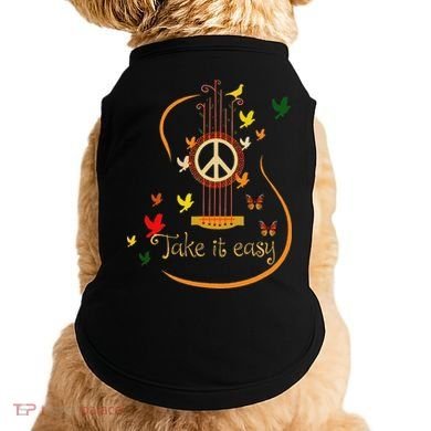 Take It Easy Guitar Peace Sign Hippie Design Doggie Tank