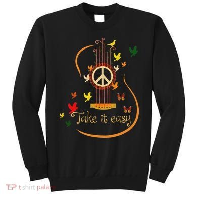 Take It Easy Guitar Peace Sign Hippie Design Sweatshirt