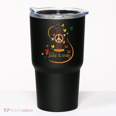 Take It Easy Guitar Peace Sign Hippie Design Tumbler