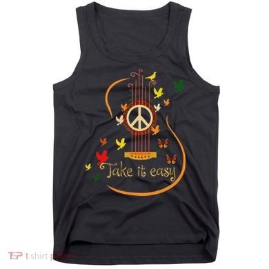 Take It Easy Guitar Peace Sign Hippie Design Tank Top