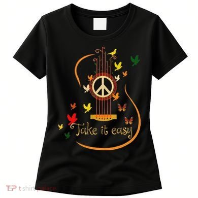 Take It Easy Guitar Peace Sign Hippie Design Women's T-Shirt