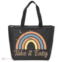 Take It Easy Rainbow Mental Health Tote Bag thumb 0