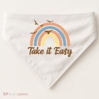Take It Easy Rainbow Mental Health USA-Made Doggie Bandana thumb 0