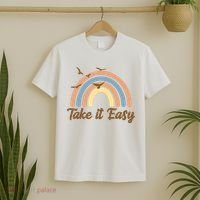 Take It Easy Rainbow Mental Health T-Shirt thumb 2