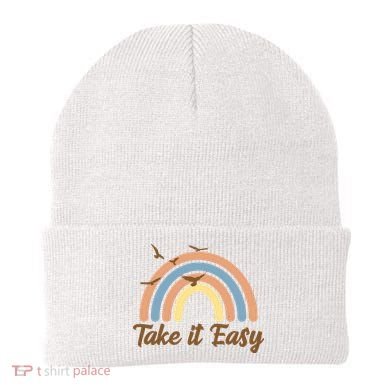 Take It Easy Rainbow Mental Health Beanie