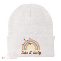 Take It Easy Rainbow Mental Health Beanie thumb 0