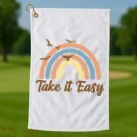 Take It Easy Rainbow Mental Health Golf Towel thumb 1