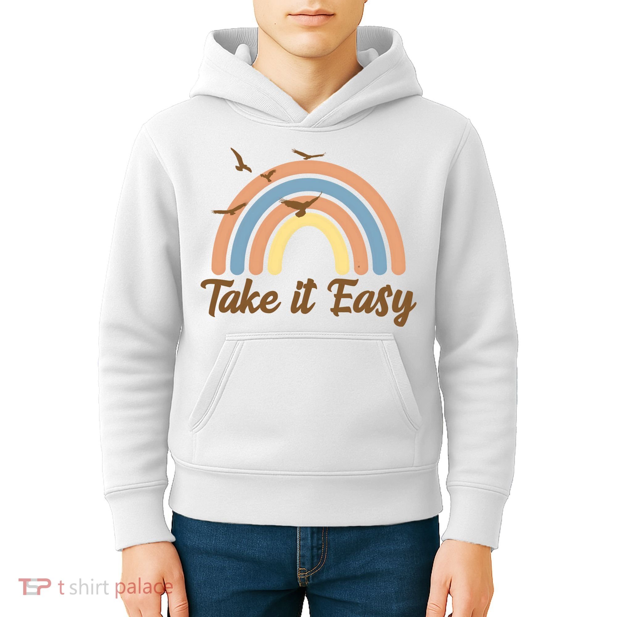 Take It Easy Rainbow Mental Health Kids Hoodie