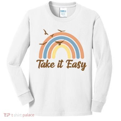Take It Easy Rainbow Mental Health Kids Long Sleeve Shirt