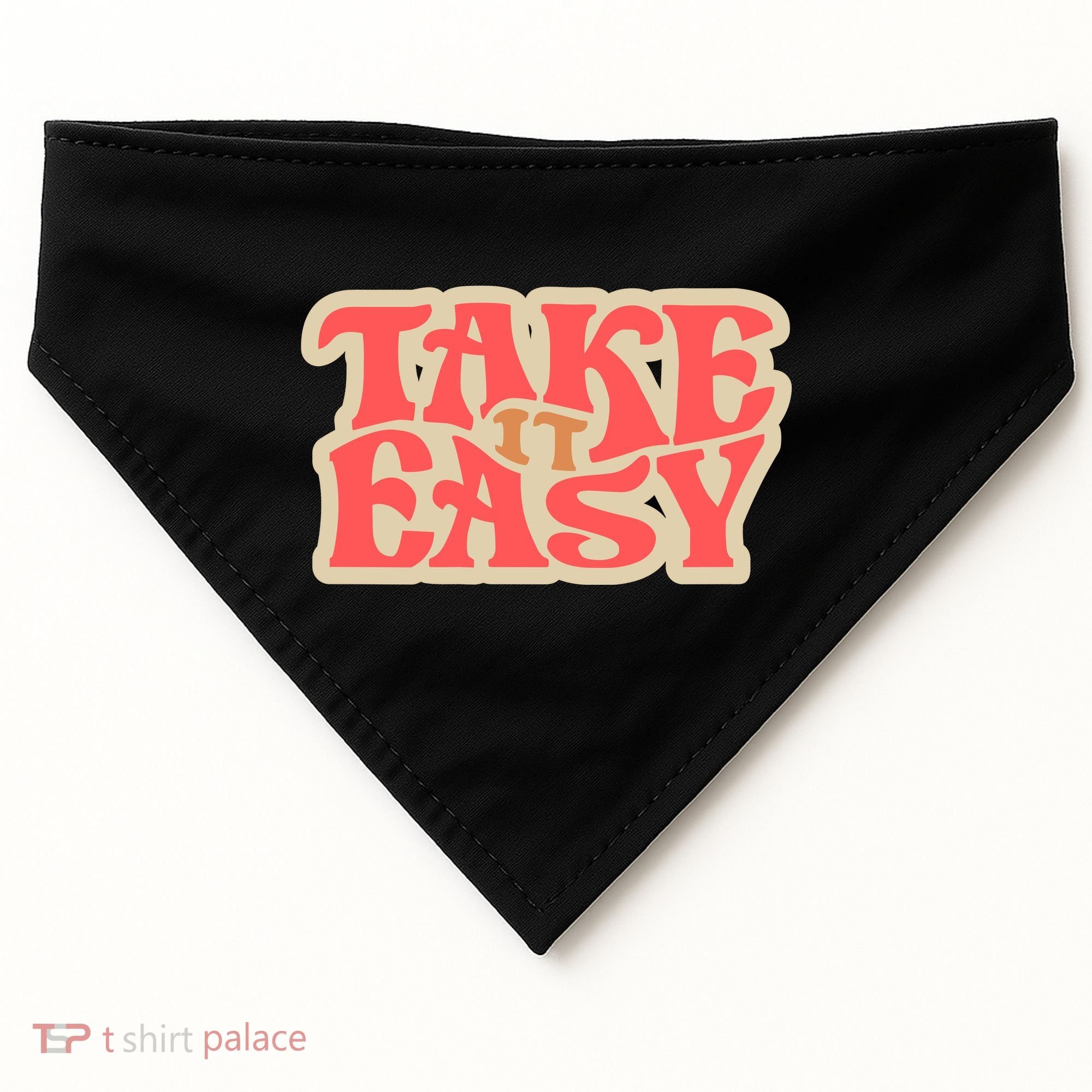 Take It Easy Retro Quote USA-Made Doggie Bandana