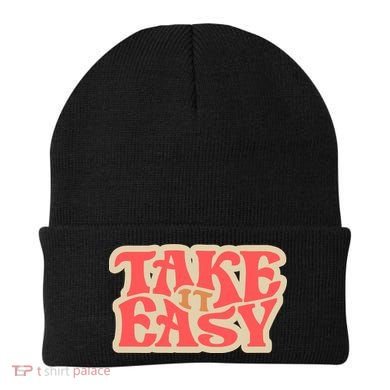 Take It Easy Retro Quote Beanie