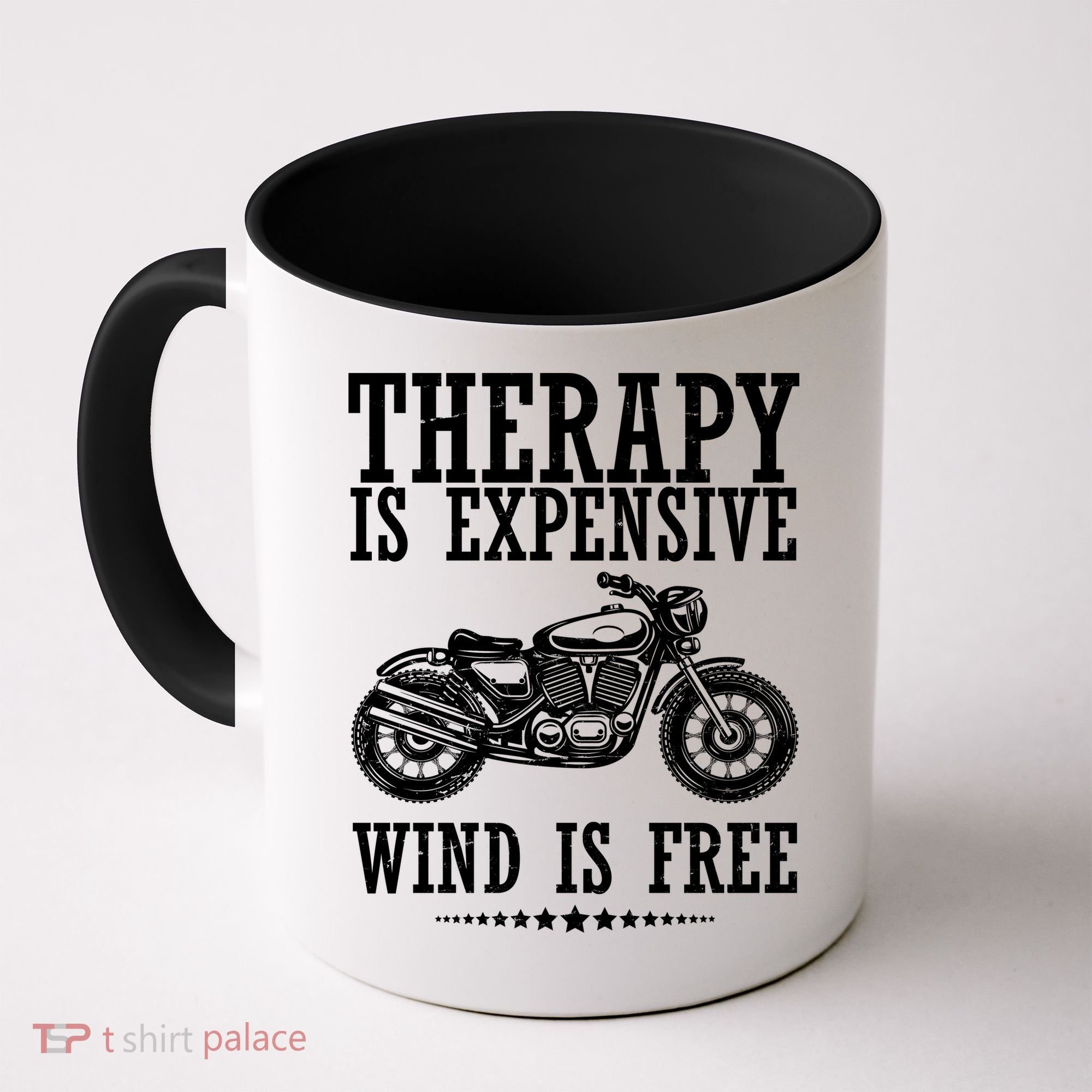 Therapy Is Expensive Wind Is Free Motorcycle Biker Coffee Mug