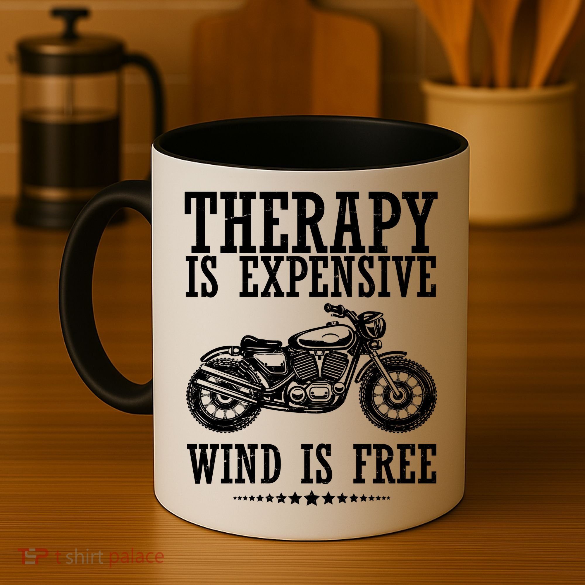 Therapy Is Expensive Wind Is Free Motorcycle Biker Coffee Mug