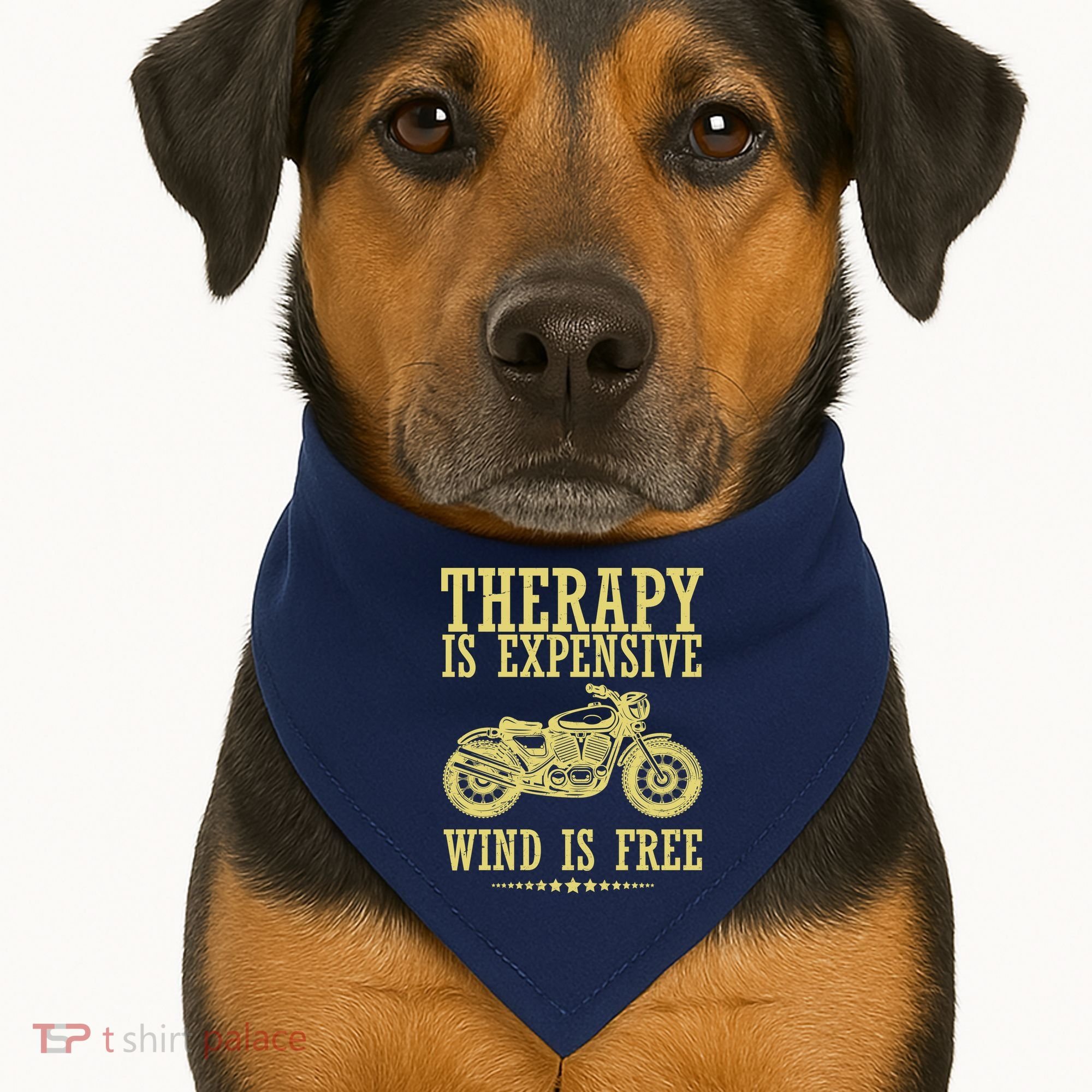 Therapy Is Expensive Wind Is Free Motorcycle Biker USA-Made Doggie Bandana