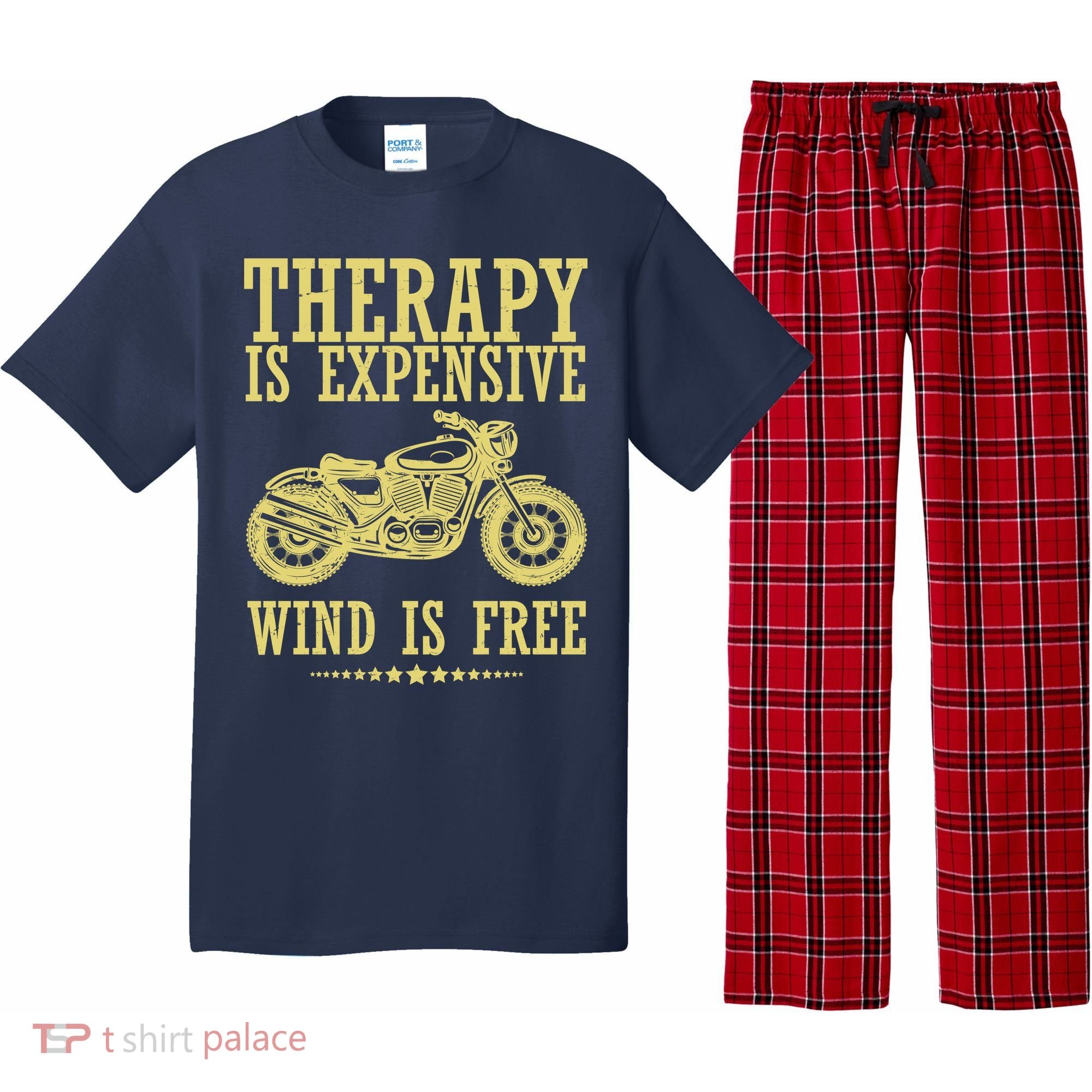 Therapy Is Expensive Wind Is Free Motorcycle Biker Pajama Set