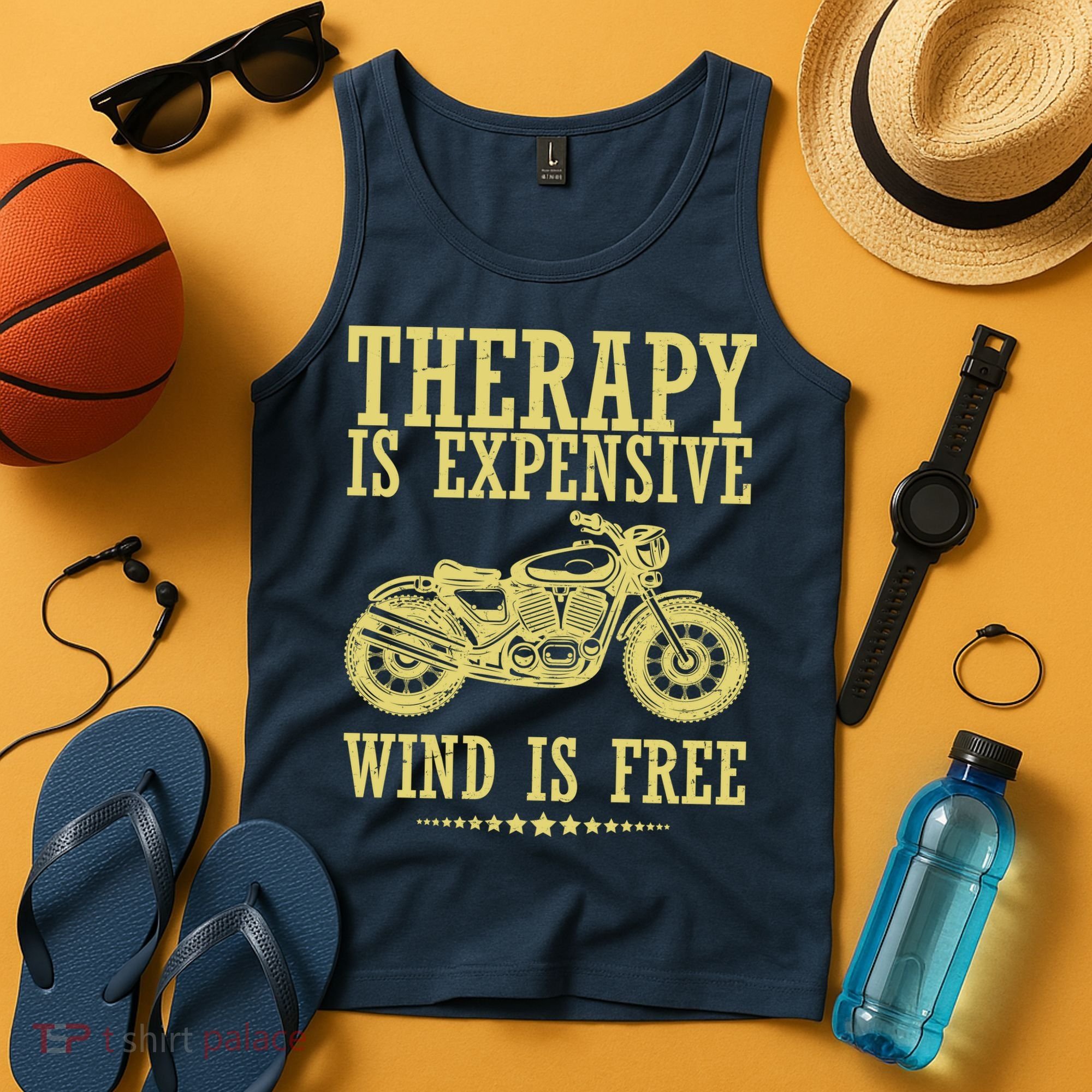 Therapy Is Expensive Wind Is Free Motorcycle Biker Tank Top