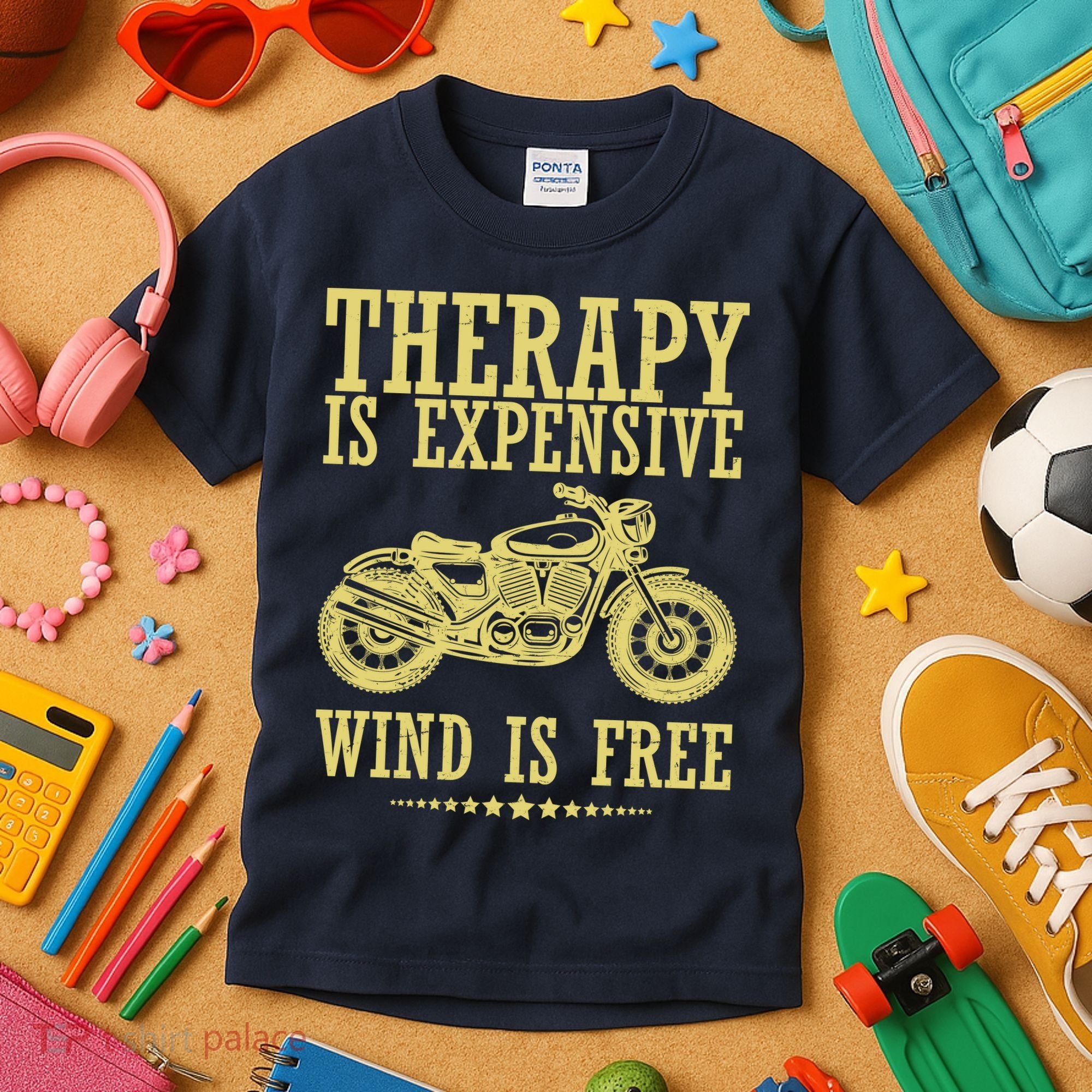 Therapy Is Expensive Wind Is Free Motorcycle Biker Kids T-Shirt