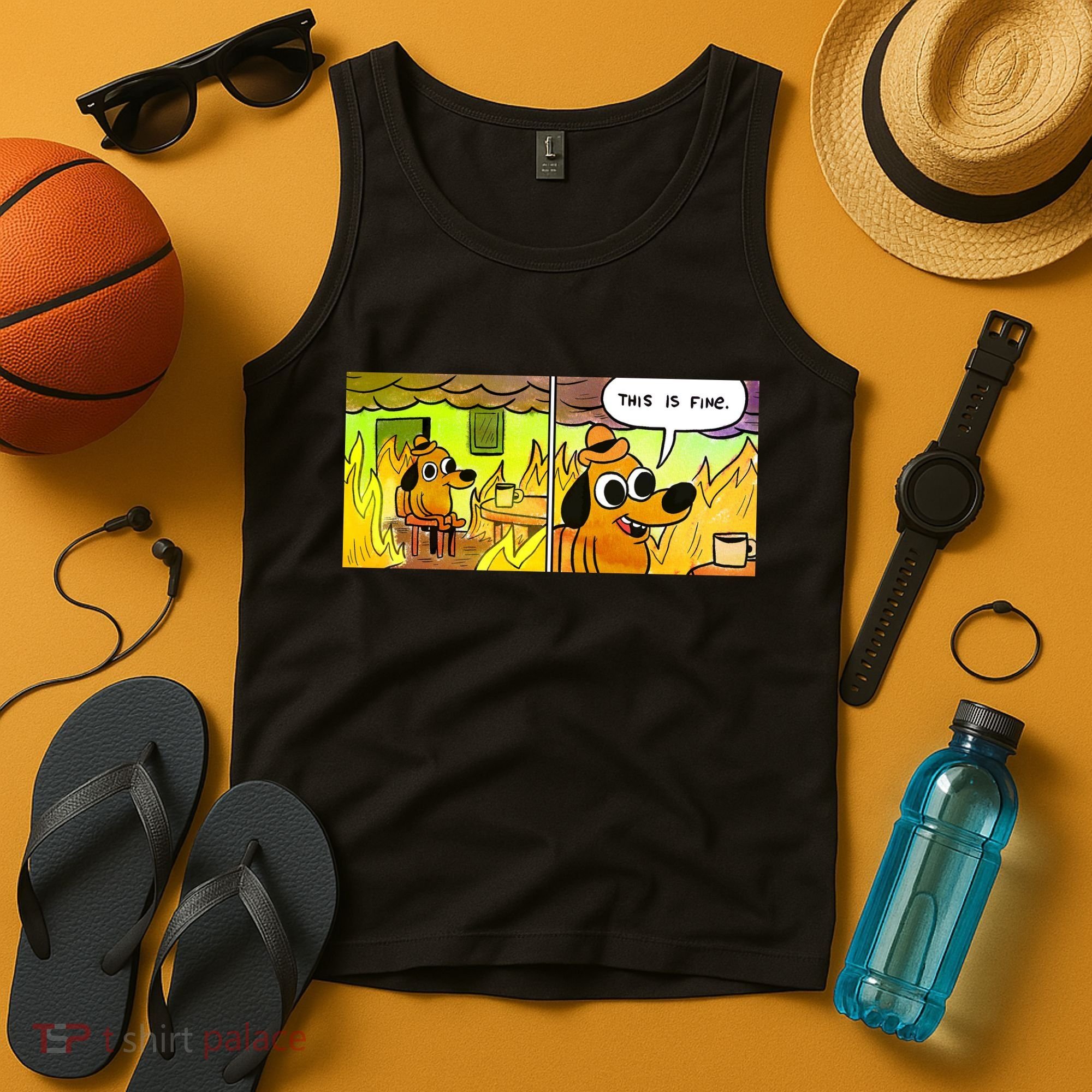 This Is Fine Meme Shirt Tank Top