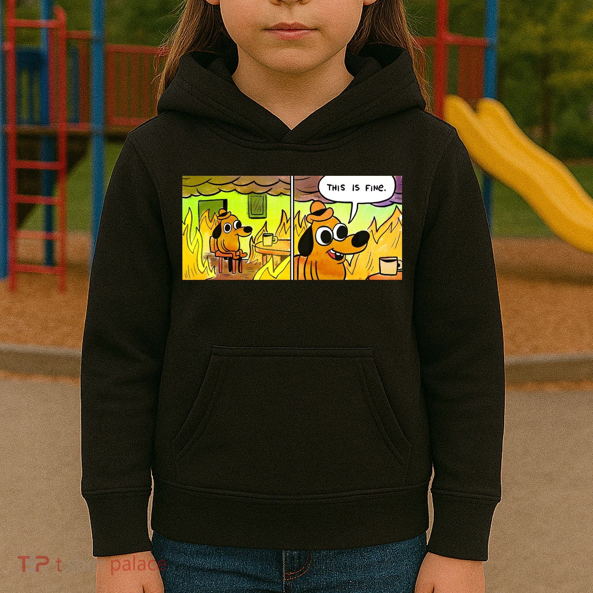 This Is Fine Meme Shirt Kids Hoodie