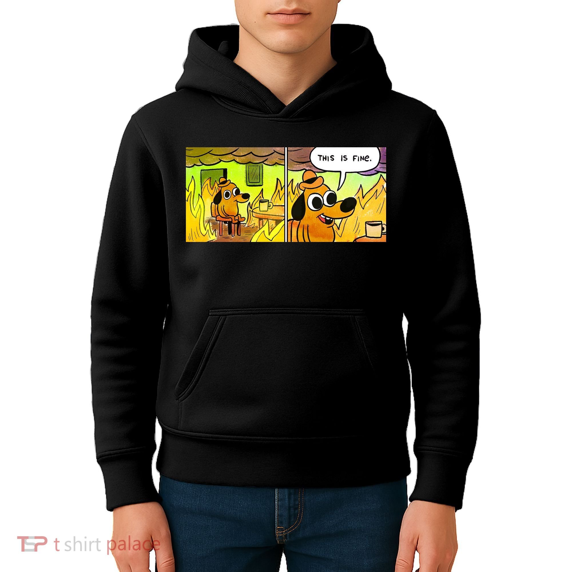 This Is Fine Meme Shirt Kids Hoodie