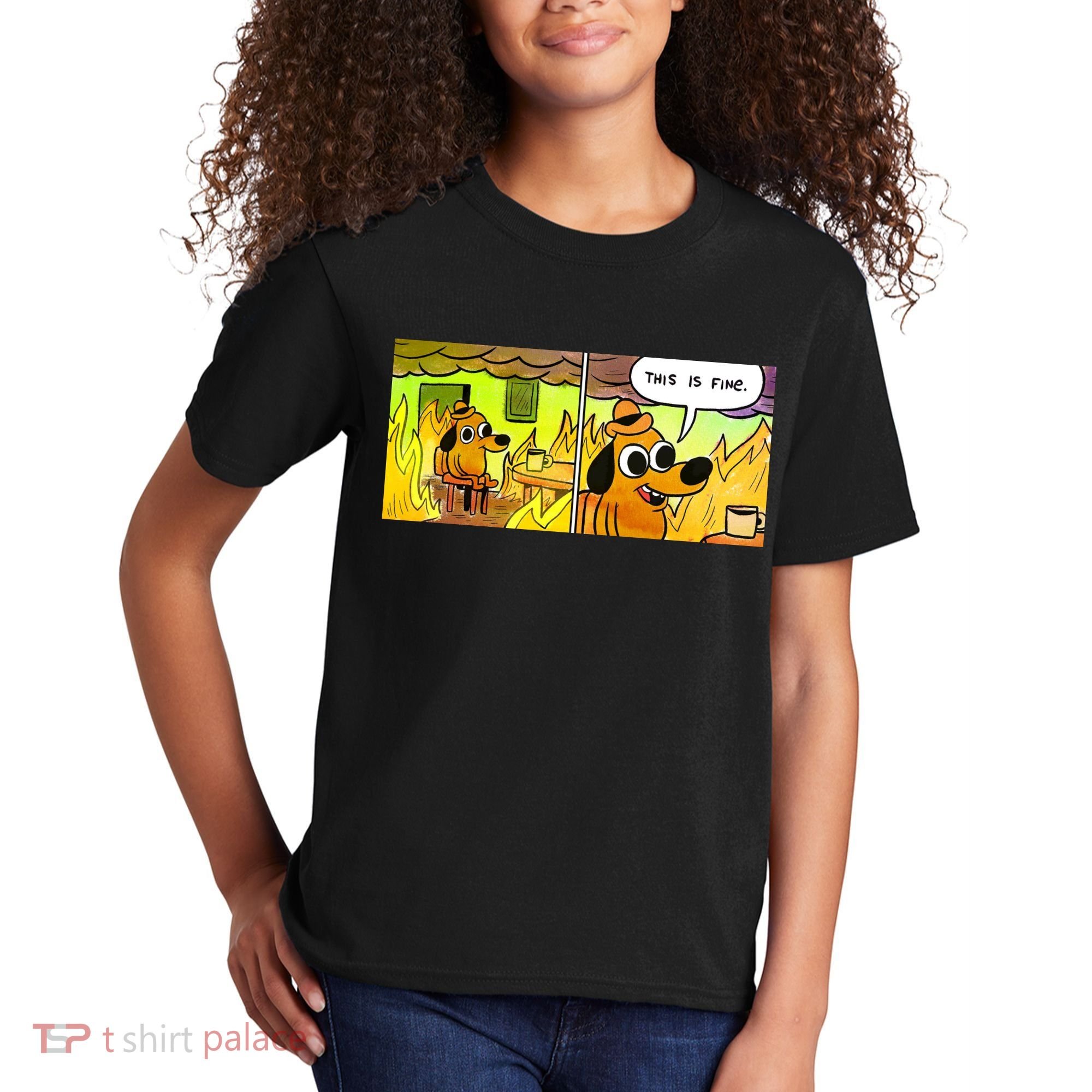 This Is Fine Meme Shirt Kids T-Shirt