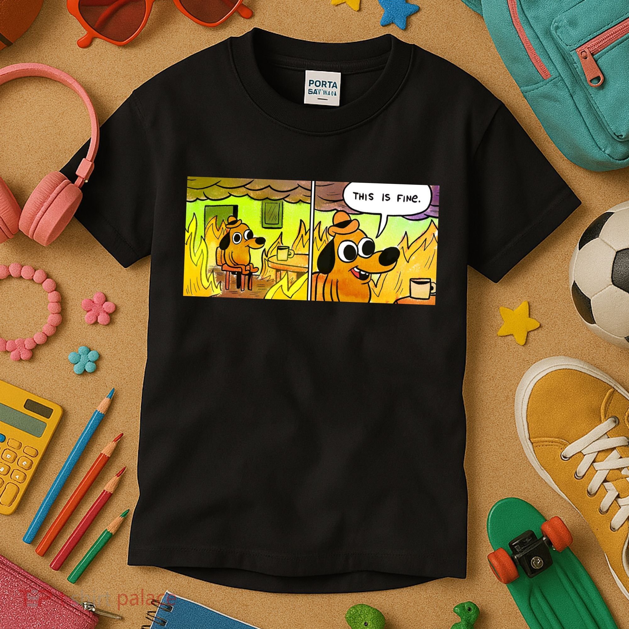 This Is Fine Meme Shirt Kids T-Shirt