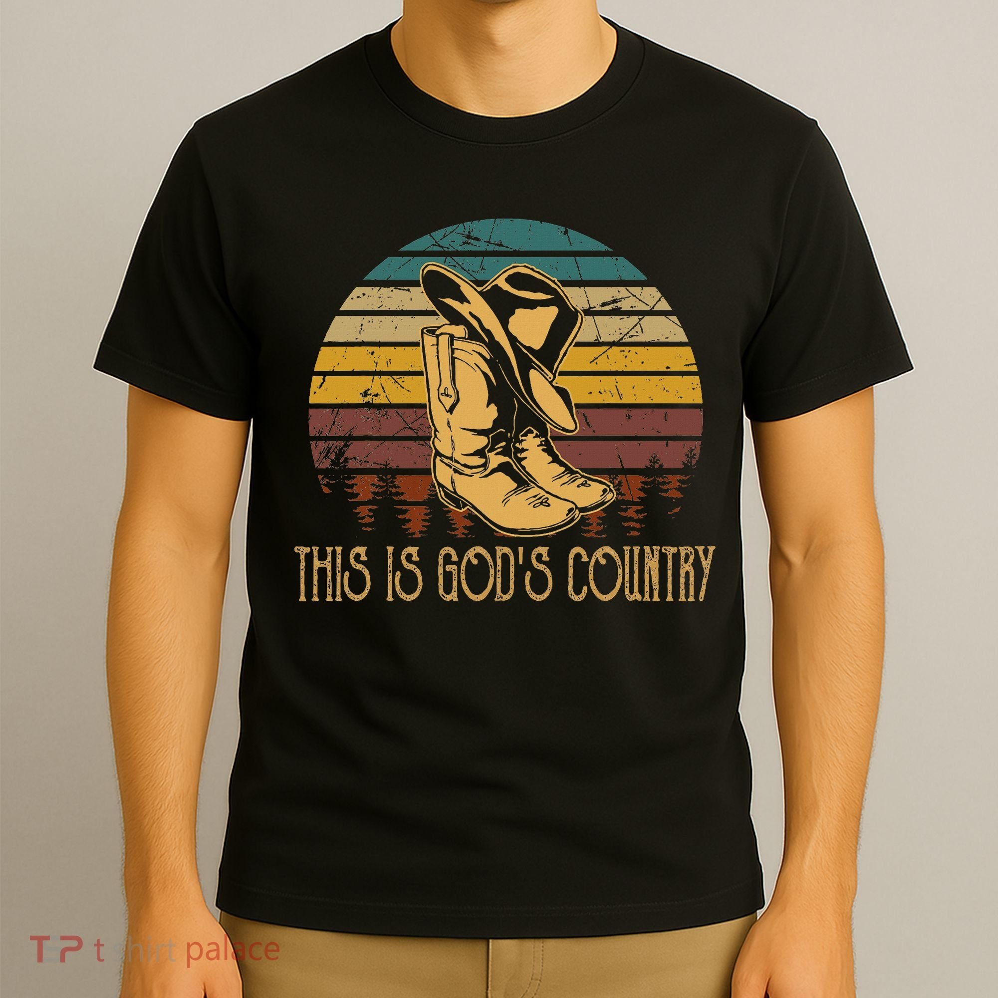 This Is God S Country Vintage Art Cowboy Boots And Hat West T-Shirt