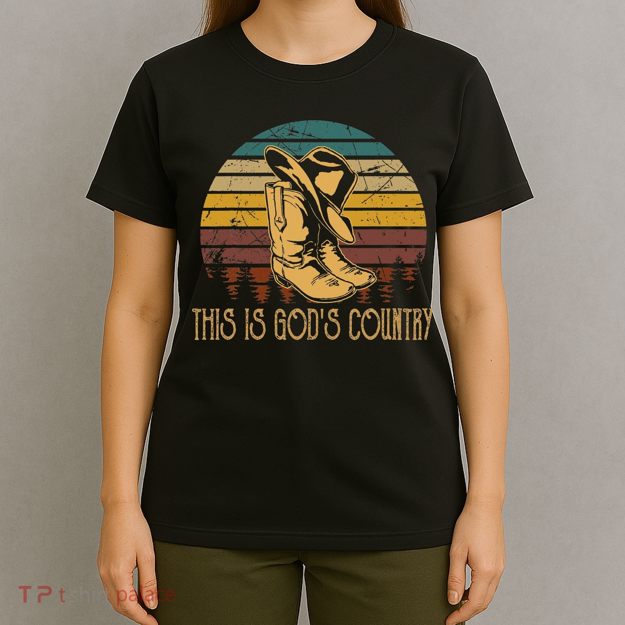 This Is God S Country Vintage Art Cowboy Boots And Hat West T-Shirt