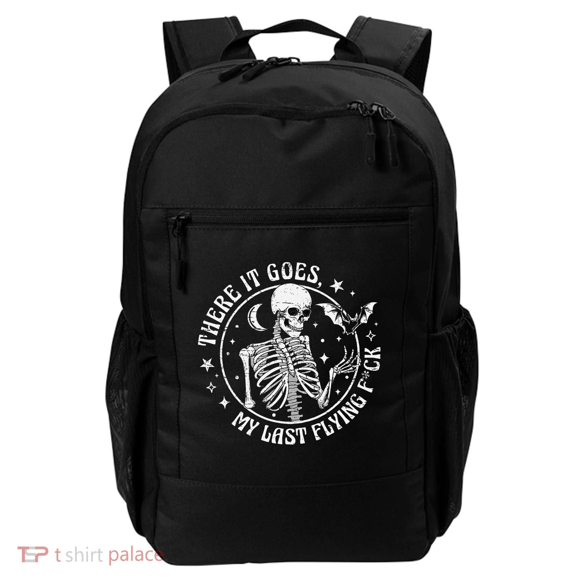 There It Goes My Last Flying F Halloween Skeleton Funny Backpack